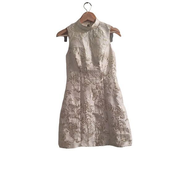 Aiden By Aiden Mattox White Womens Formal‎ Knee Length Dress 2 Metallic Print - Picture 1 of 10